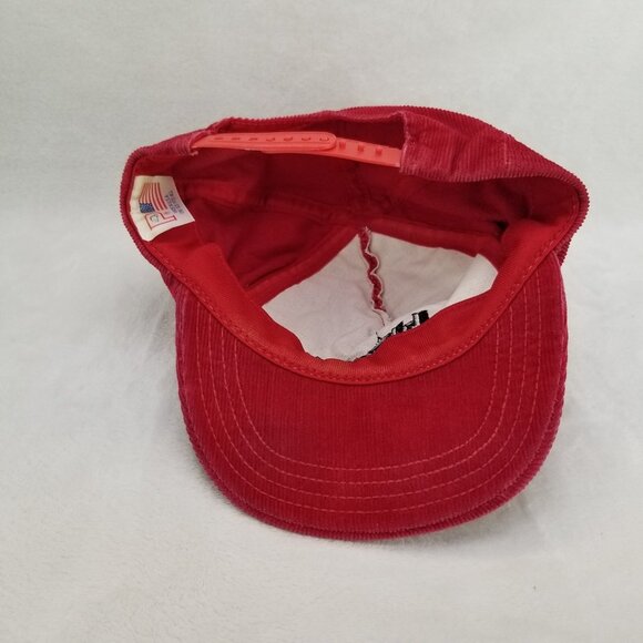 ✅VTG P-Caps Hein Construction Red Corduroy Snapback Baseball Hat OSFA Adjustable - Picture 8 of 9